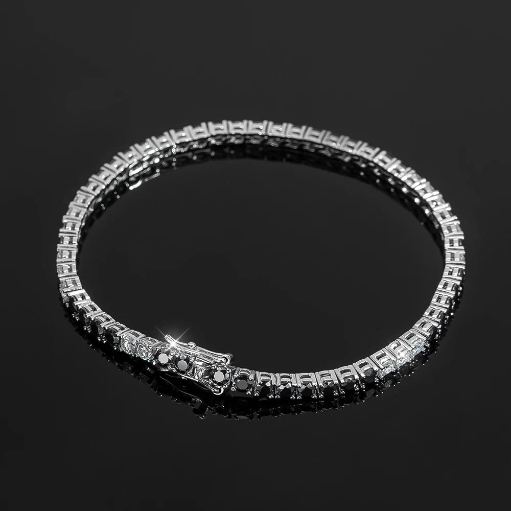 18K WHITE GOLD RIVIEIRA VVS1 DIAMOND MOISSANITE - CHESS BRACELET