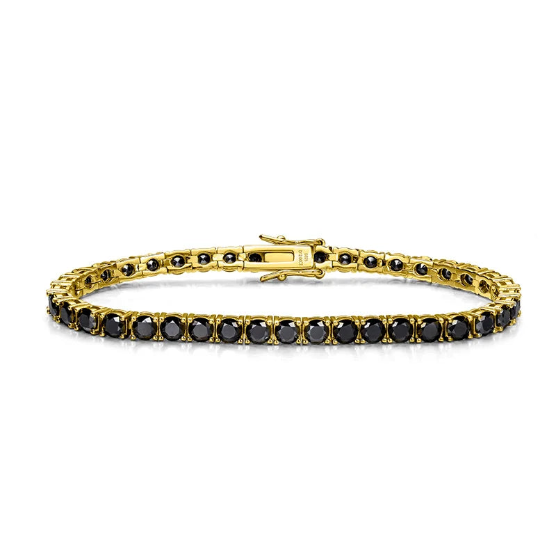 18K GOLD PLATED RIVIERA BLACK MOISSANITE - MIDNIGHT BRACELET