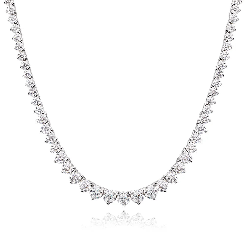 18K WHITE GOLD PLATED VVS1 DIAMOND MOISSANITE - DENT RIVIERA NECKLACE