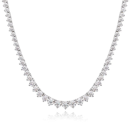 18K WHITE GOLD PLATED VVS1 DIAMOND MOISSANITE - DENT RIVIERA NECKLACE