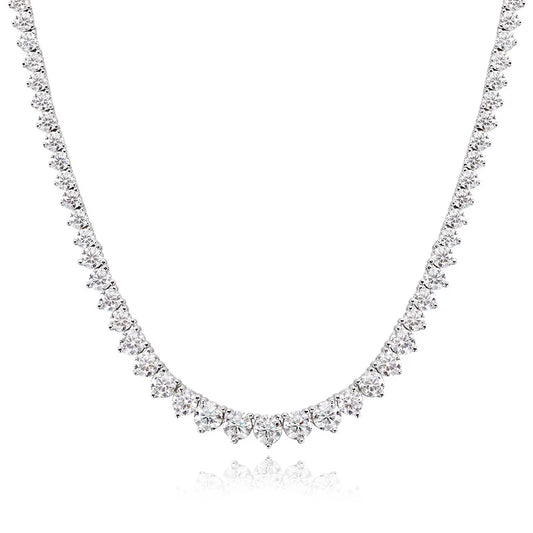 18K WHITE GOLD PLATED VVS1 DIAMOND MOISSANITE - DENT RIVIERA NECKLACE