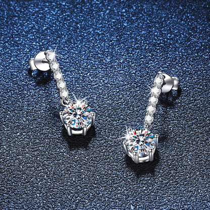 18K WHITE GOLD PLATED VVS1 DIAMOND MOISSANITE - DIAMOND GLOW EARRINGS