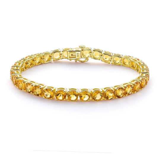 14K GOLD PLATED NATURAL ROUND - CITRINE BRACELET