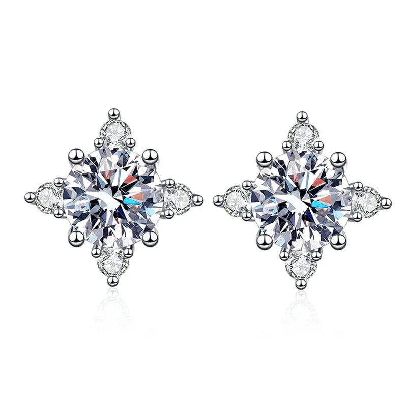 18K WHITE GOLD PLATED VVS1 DIAMOND MOISSANITE - STAR II EARRINGS