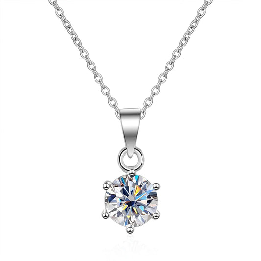 18K WHITE GOLD PLATED VVS1 DIAMOND - SOLITAIRE 1CT MOISSANITE NECKLACE