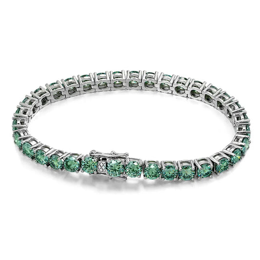 18K WHITE GOLD PLATED VVS1 GREEN MOISSANITE - GREEN BRACELET