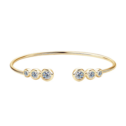 18K YELLOW GOLD PLATED VVS1 DIAMOND MOISSANITE - OPEN BUBBLE BRACELET