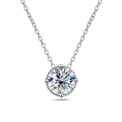 18K WHITE GOLD PLATED VVS1 DIAMOND MOISSANITE - 1CT BRILLIANT NECKLACE