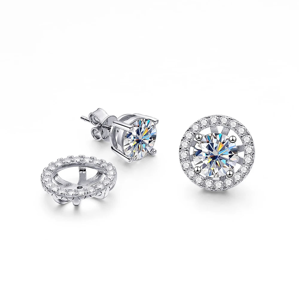 18K WHITE GOLD PLATED VVS1 DIAMOND MOISSANITE - LUXE GEM EARRINGS