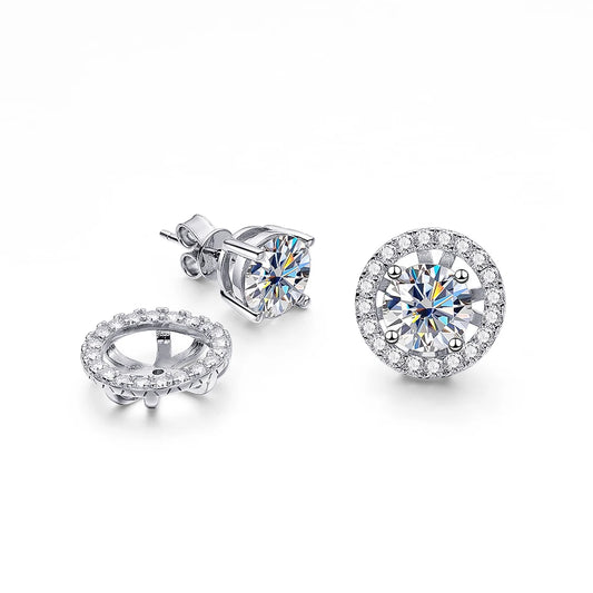 18K WHITE GOLD PLATED VVS1 DIAMOND MOISSANITE - LUXE GEM EARRINGS