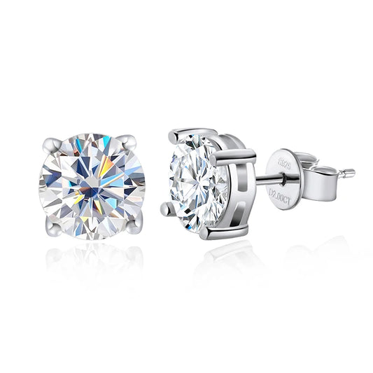 18K WHITE GOLD PLATED VVS1 DIAMOND MOISSANITE - 2CT GOLD LUXE EARRINGS