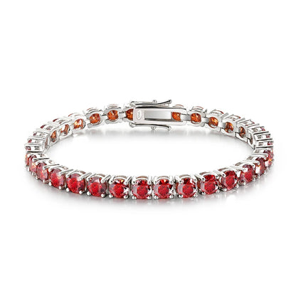 18K WHITE GOLD PLATED VVS1 RED MOISSANITE - RED BRACELET