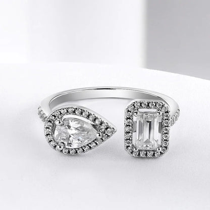 18K WHITE GOLD PLATED VVS1 DIAMOND MOISSANITE - EMERALD CUT RING