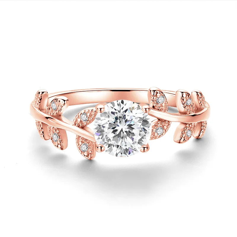 18K ROSE GOLD PLATED VVS1 DIAMOND MOISSANITE - FLOWERS D RING