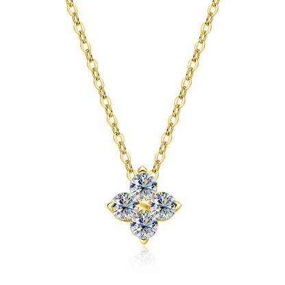 18K ROSE GOLD PLATED VVS1 DIAMOND MOISSANITE - HEART FLOWER NECKLACE