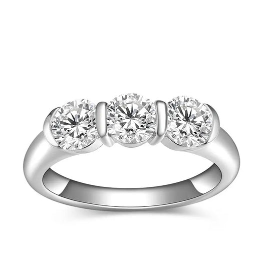 18K WHITE GOLD PLATED VVS1 DIAMOND MOISSANITE - WHITE RING