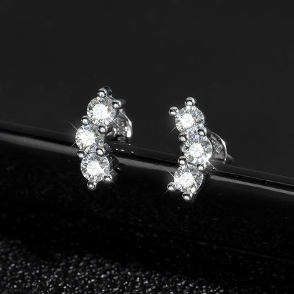 18K WHITE GOLD PLATED VVS1 DIAMOND MOISSANITE - TREASURE EARRINGS