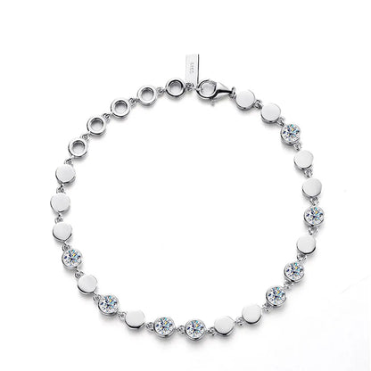 18K WHITE GOLD PLATED VVS1 DIAMOND MOISSANITE - ROUND BRACELET