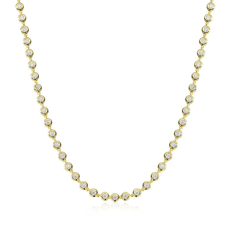 18K YELLOW GOLD PLATED VVS1 DIAMOND MOISSANITE - 3MM NECKLACE