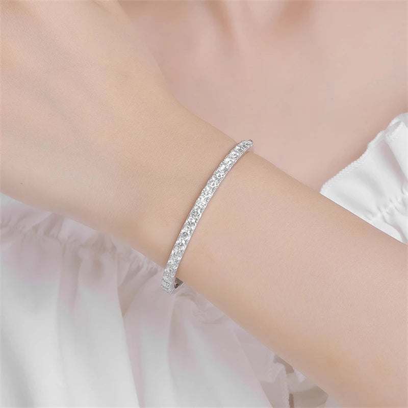 18K WHITE GOLD PLATED VVS1 MOISSANITE - BANGLES BRACELET