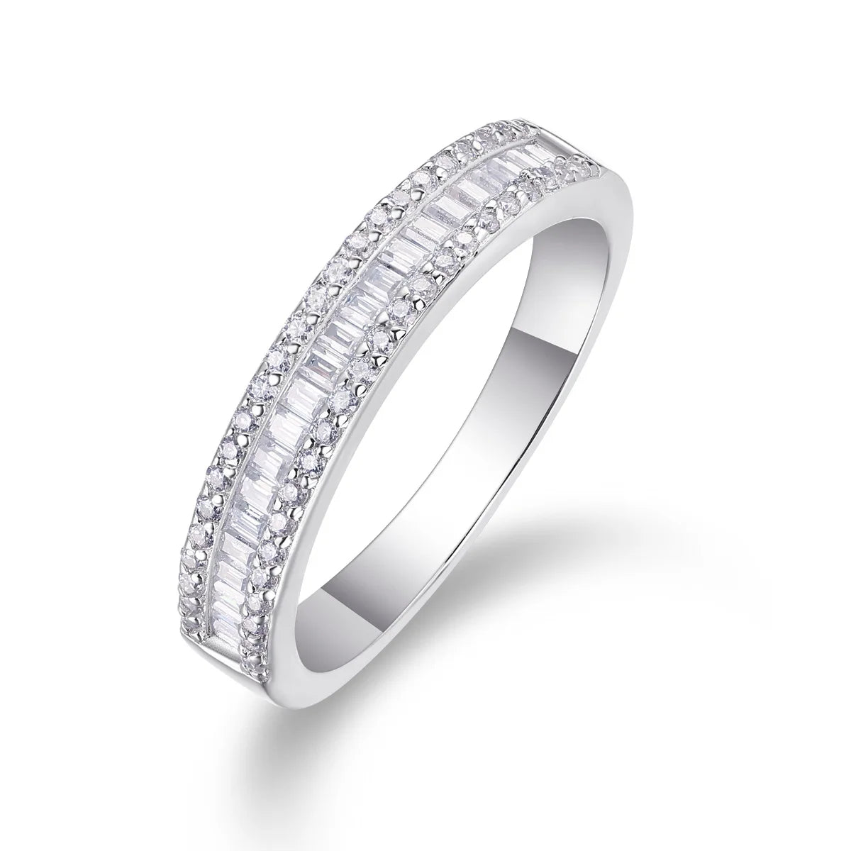 18K WHITE GOLD PLATED VVS1 DIAMOND MOISSANITE - HALF ETERNITY RING