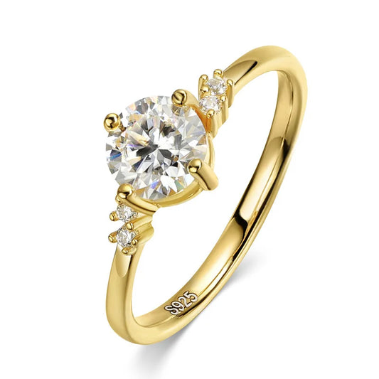 18K GOLD PLATED VVS1 DIAMOND MOISSANITE - ENGAGEMENT RING