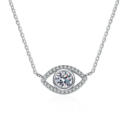 18K WHITE GOLD PLATED 0.5CT VVS1 DIAMOND MOISSANITE - EYE NECKLACE