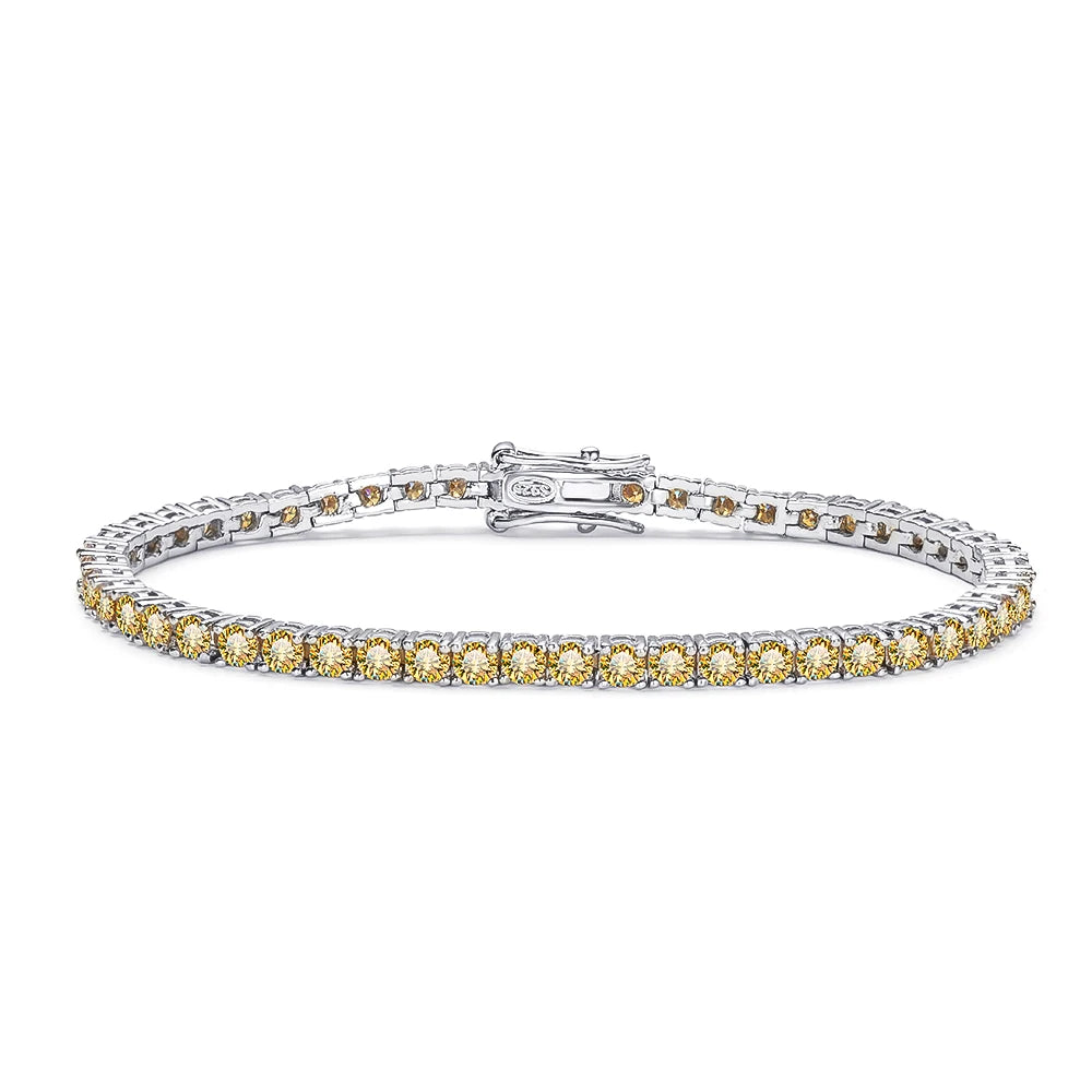 18K WHITE GOLD PLATED VVS1 YELLOW MOISSANITE - DRAGON HEART BRACELET