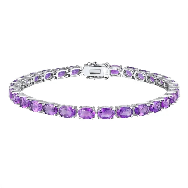 NATURAL AMETHYST OVAL RIVIEIRA - SPIRIT BRACELET