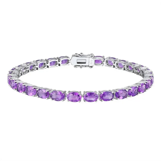 NATURAL AMETHYST OVAL RIVIEIRA - SPIRIT BRACELET