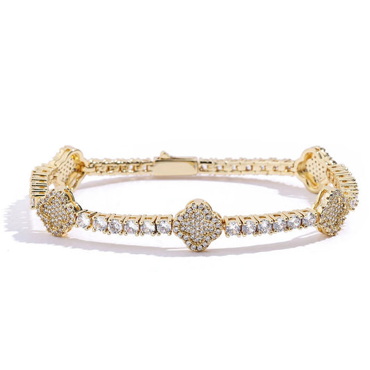 18K YELLOW GOLD PLATED VVS1 MOISSANITE DIAMOND - ROYAL LEAF BRACELET