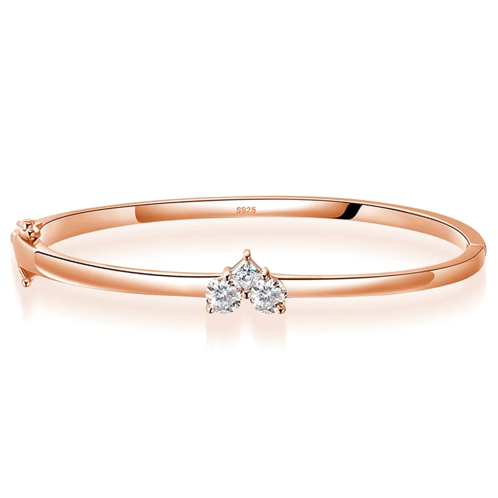 18K ROSE GOLD PLATED VVS1 DIAMOND MOISSANITE - NOBLE HEART BRACELET