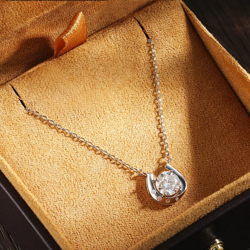 18K WHITE GOLD PLATED  VVS1 DIAMOND MOISSANITE - CHARM NECKLACE