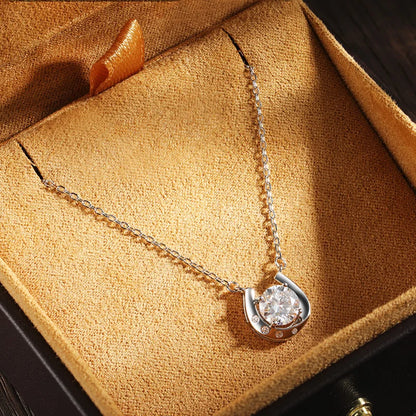 18K WHITE GOLD PLATED  VVS1 DIAMOND MOISSANITE - CHARM NECKLACE