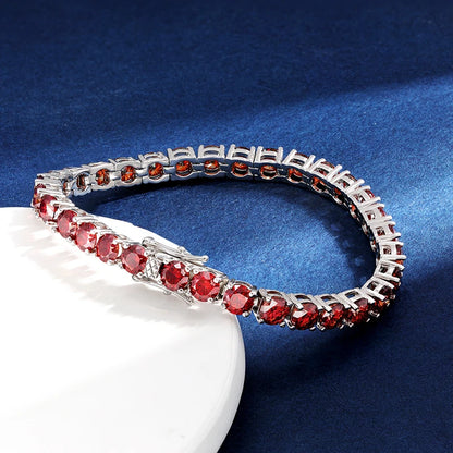 18K WHITE GOLD PLATED VVS1 RED MOISSANITE - RED BRACELET