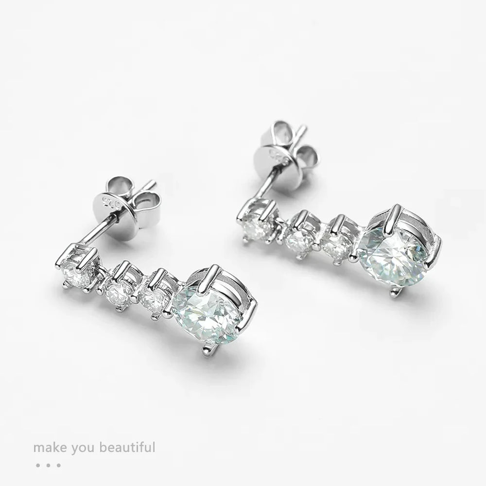 18K WHITE GOLD PLATED VVS1 DIAMOND MOISSANITE - STARS EARRINGS