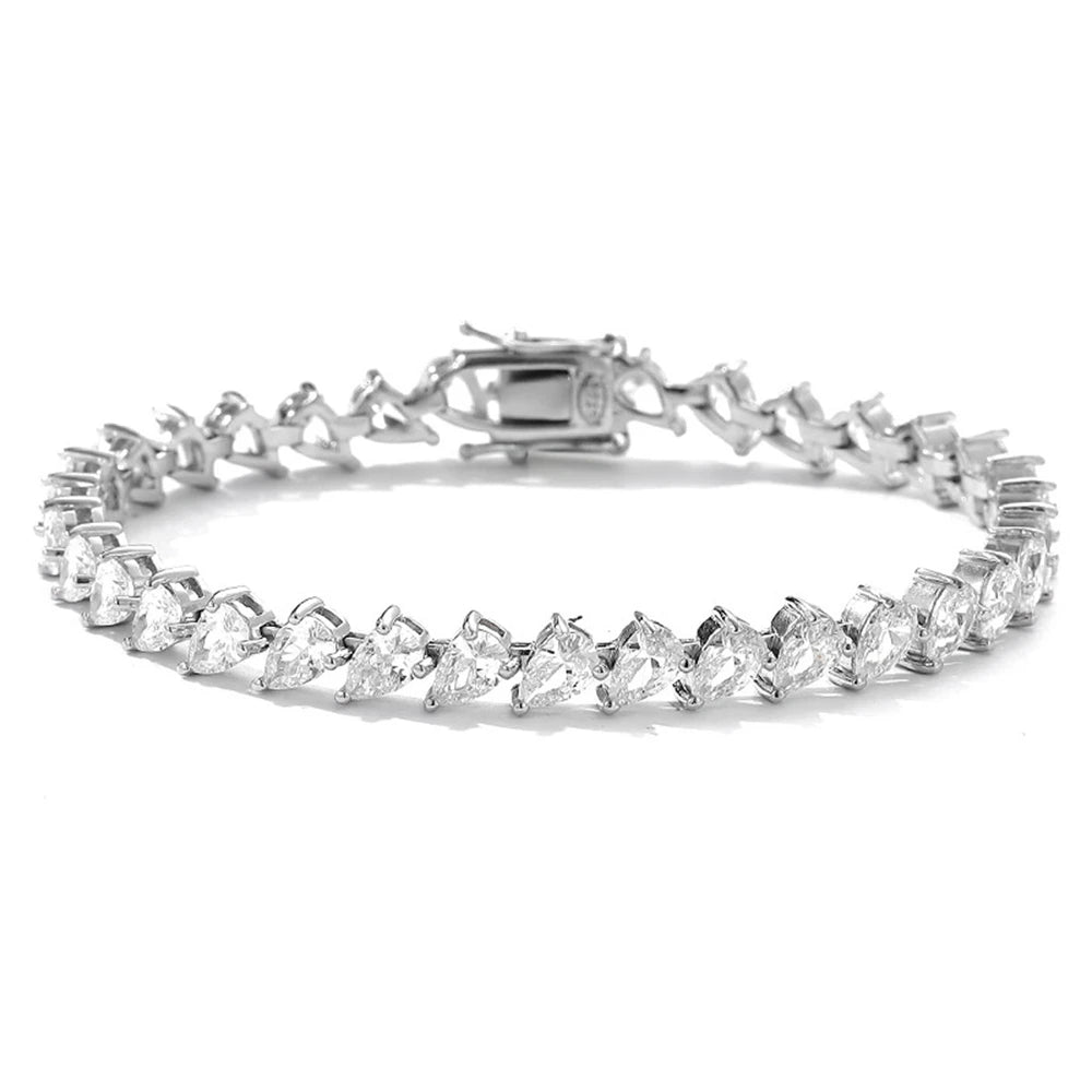 18K WHITE GOLD PLATED VVS1 MOISSANITE - PEAR BRACELET