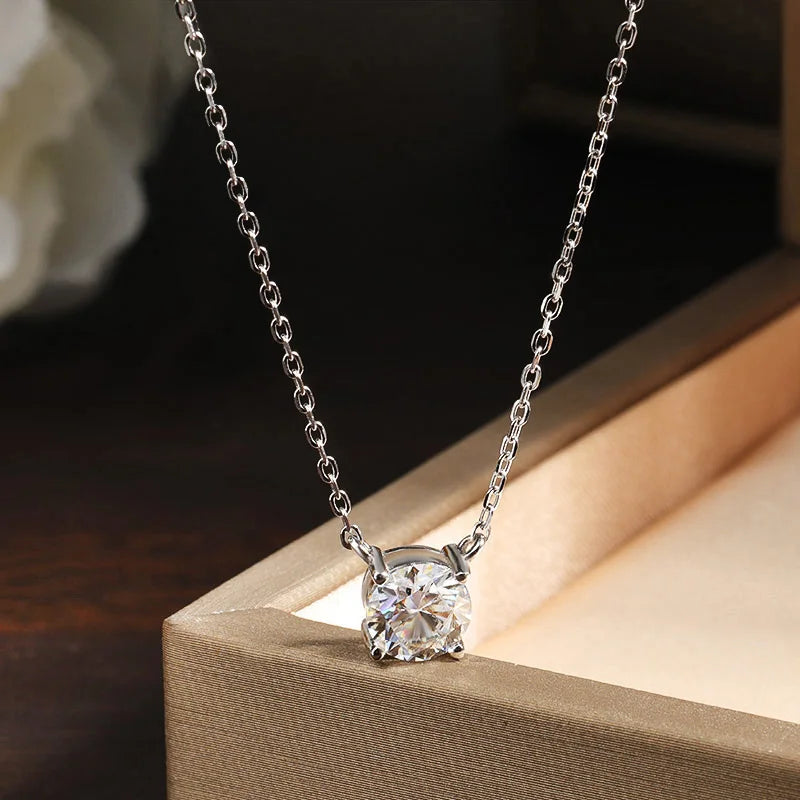 18K GOLD PLATED VVS1 DIAMOND MOISSANITE - 2CT SOLITAIRE NECKLACE