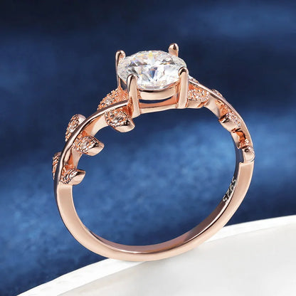 18K ROSE GOLD PLATED VVS1 DIAMOND MOISSANITE - FLOWERS D RING