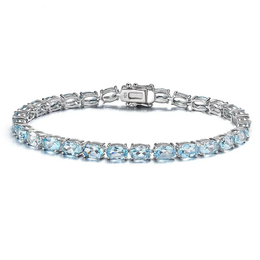 NATURAL SKY BLUE TOPAZ OVAL RIVIERA - SKY BLUE BRACELET