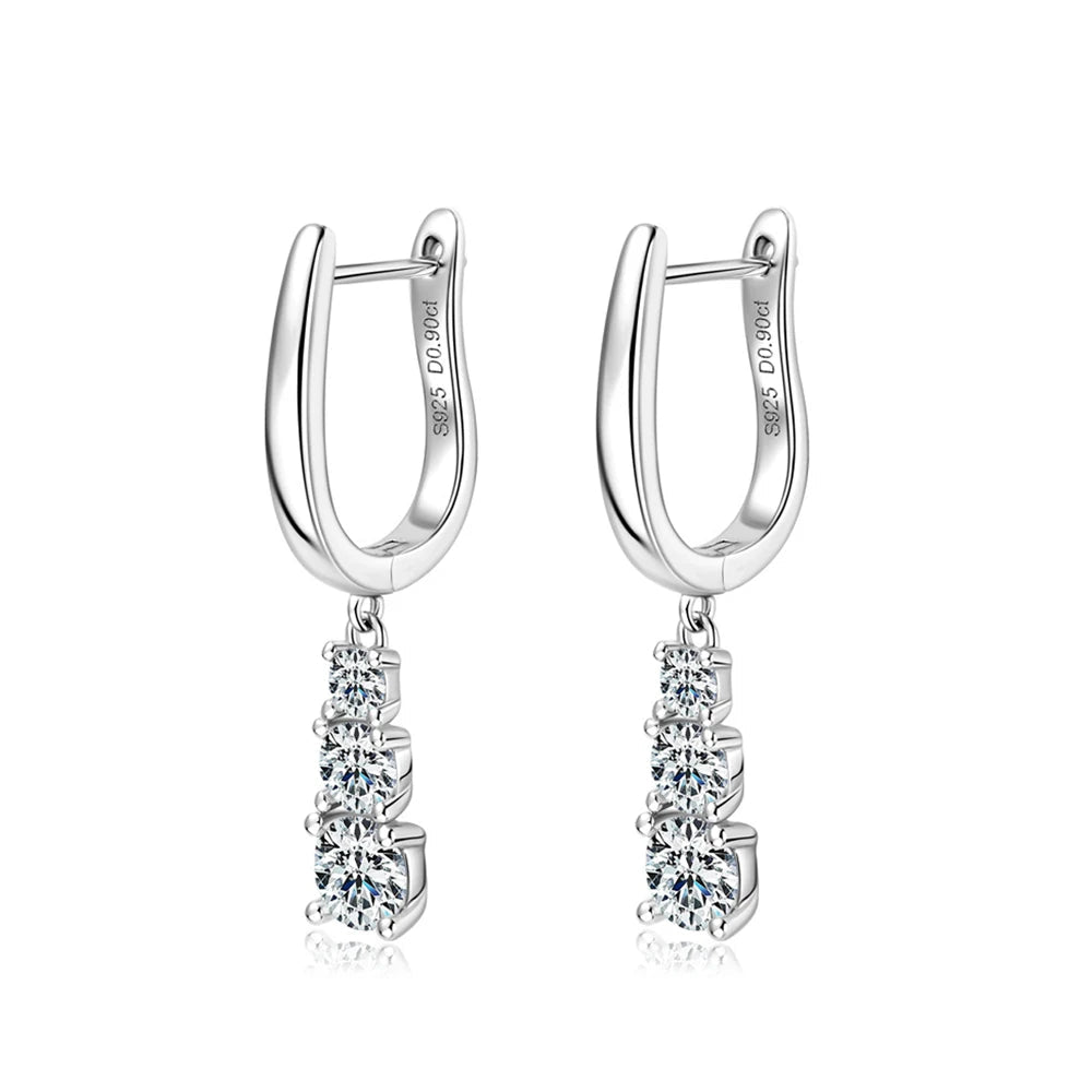 18K WHITE GOLD PLATED VVS1 DIAMOND MOISSANITE - TIMBER CHARM EARRINGS