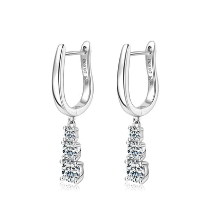 18K WHITE GOLD PLATED VVS1 DIAMOND MOISSANITE - TIMBER CHARM EARRINGS