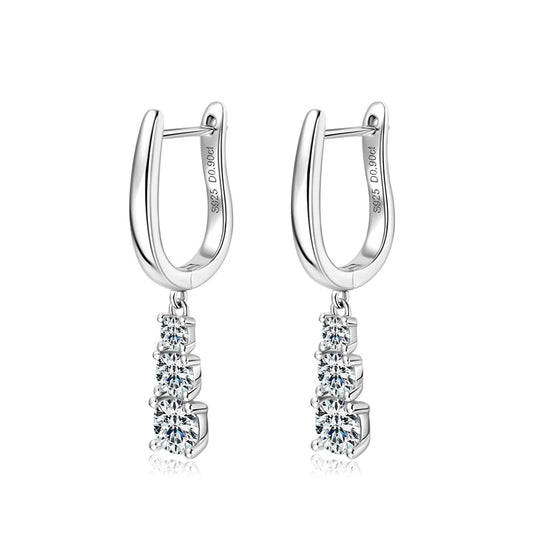 18K WHITE GOLD PLATED VVS1 DIAMOND MOISSANITE - TIMBER CHARM EARRINGS