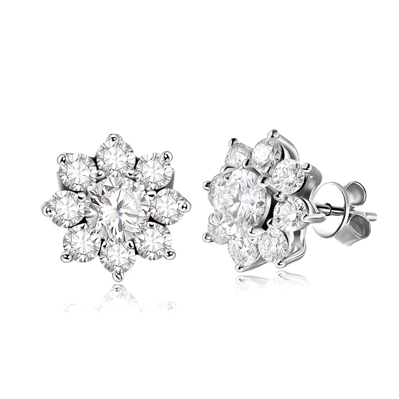 18K WHITE GOLD PLATED VVS1 DIAMOND MOISSANITE - BLOSSOM EARRINGS