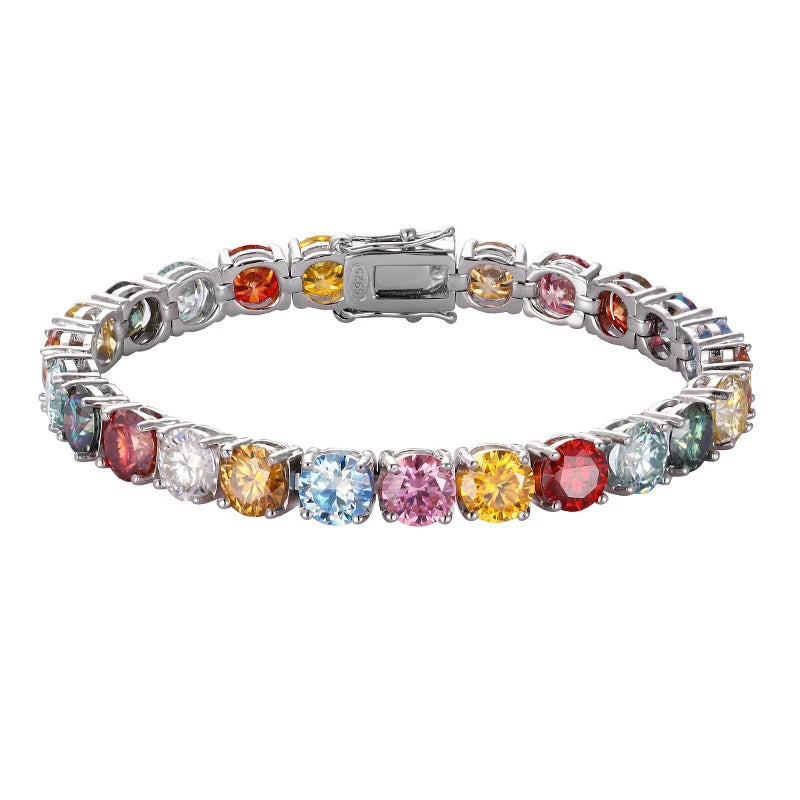 18K WHITE GOLD PLATED VVS1 COLORED MOISSANITE - STELLAR CHARM BRACELET