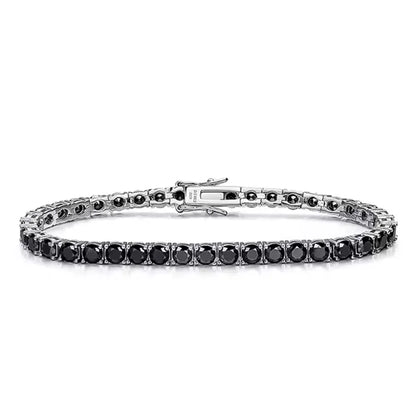 18K WHITE GOLD PLATED RIVIERA BLACK MOISSANITE - MIDNIGHT II BRACELET