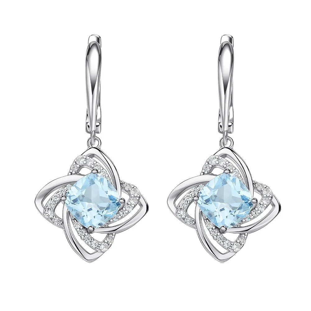 18K WHITE GOLD PLATED SKY BLUE TOPAZ - CLIP EARRINGS