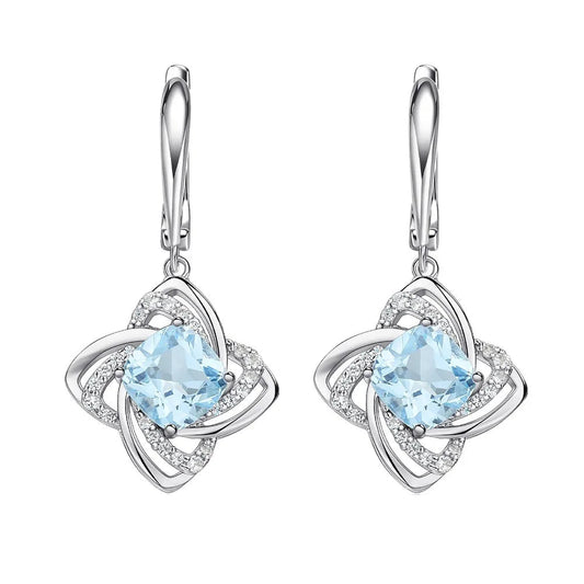 18K WHITE GOLD PLATED SKY BLUE TOPAZ - CLIP EARRINGS