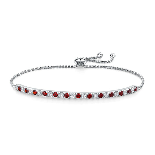 SILVER FINE - GARNET BRACELET