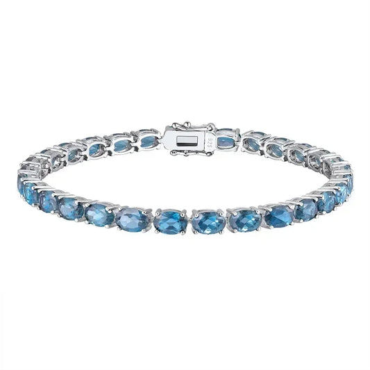 NATURAL LONDON BLUE TOPAZ OVAL RIVIERA - LONDON BRACELET